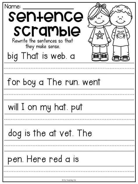 Simple Sentences For 1st Graders