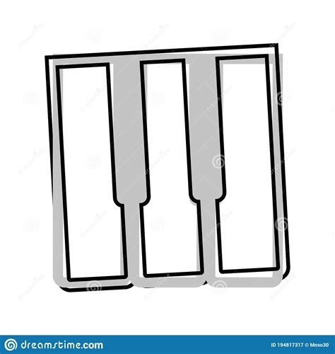 Vector Illustration Piano Key Icon Cartoon Style on White Isolated