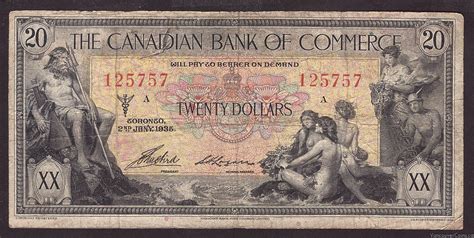 1935 Canadian Bank Of Commerce 20 Banknote 125757 F Professional