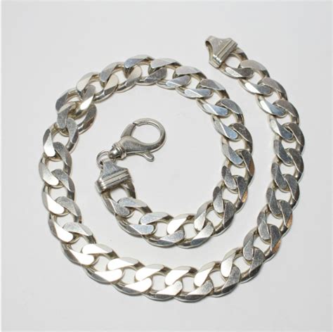 Large Solid Sterling Silver 15mm Curb Link Chain With Lobster Clasp