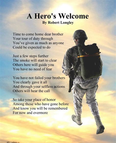 A Heros Welcome Army Version 1 Memorial Poem Military Quotes