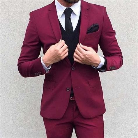 2017 Latest Coat Pant Designs Red Wedding Suits Slim Fit Skinny 3 Piece