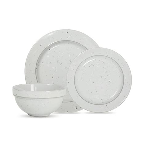 Mainstays Speckled Collection 12 Piece Stoneware Dinnerware Set White