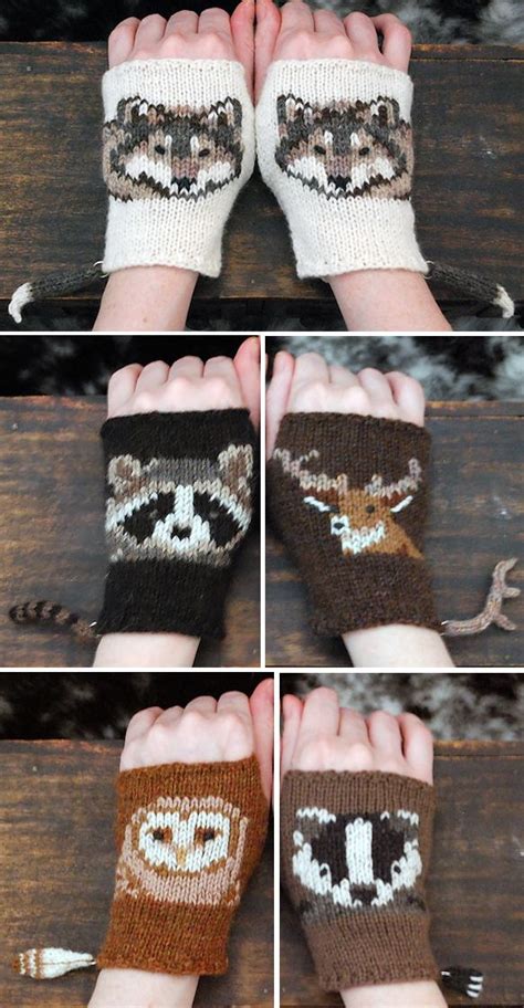 By generic | jan 1, 2020. Knitting Pattern for Woodland Animals Mitts - Fingerless ...