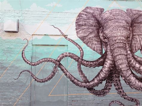 Mural Of A Hybrid Elephant Octopus Creature In London