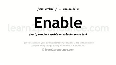 Pronunciation Of Enable Definition Of Enable Youtube