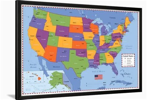 United States Map Framed Art Print