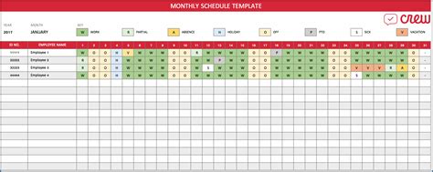 √ Free Printable Monthly Employee Schedule Template Templateral