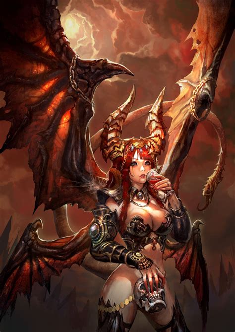 ArtStation Succubus Blood in shoo Personajes de fantasía Ilustración de fantasía Anime