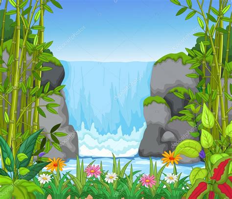 Paisajes de cascadas con animales para dibujar | cascada ...