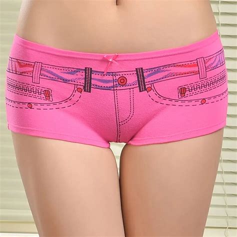 6pcs pack cotton ladies sexy underwear woman boxers pocket print girls shorts panties