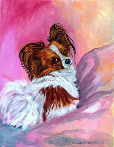 Papillon Dog Giclee Fine Art Print Pretty In Pink By Dogartbylyn 19