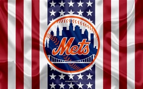 Download Wallpapers New York Mets 4k Logo Emblem Silk Texture