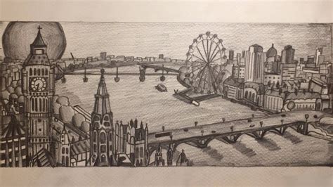 Drawing The London City Skyline With Hb Pencil Youtube
