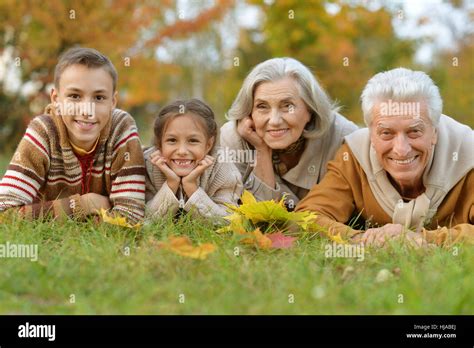 Grandchildren With Their Grandparents Stock Photo Alamy