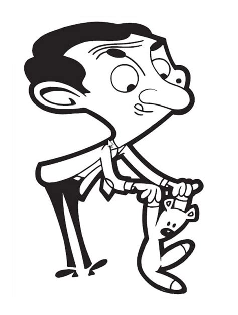 Mr Bean Para Colorear Mr Bean Playing With Teddy Coloring Page