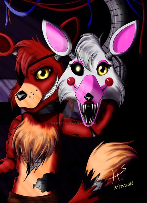 Foxy And Mangle By Lazaly Deviantart Com On DeviantArt Foxy And Mangle Fnaf Foxy Fnaf Drawings