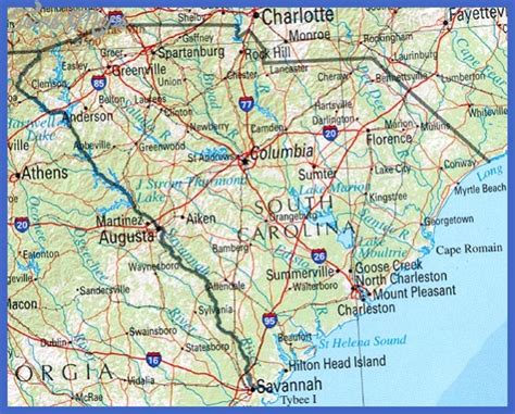 South Carolina Map Tourist Attractions