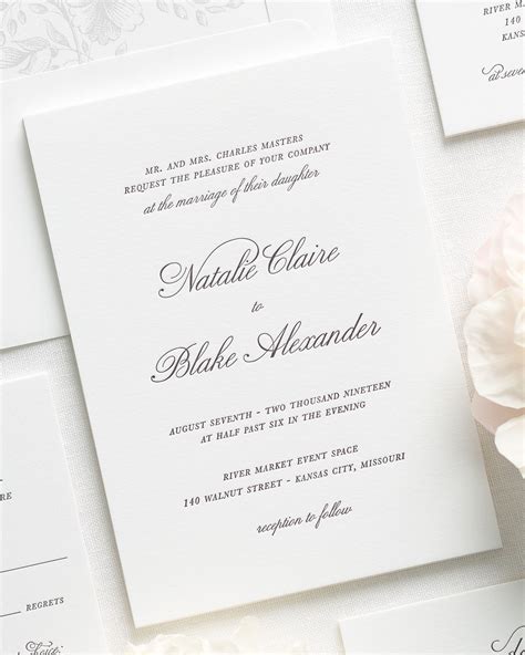 Classic Script Letterpress Wedding Invitations Letterpress Wedding