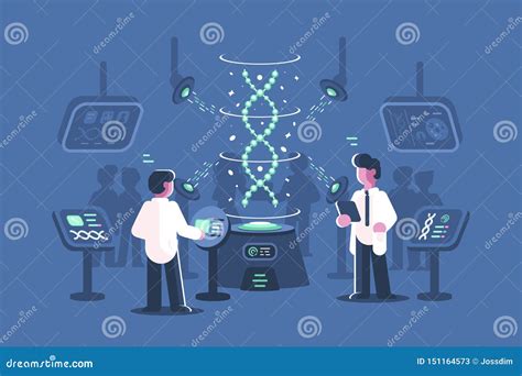 Genetics Doctors Researching Dna In Laboratory Stock Illustration