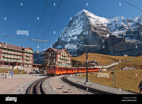 Mt Eiger From Kleine Scheidegg Mountain Pass And Jungfraubahn Mt