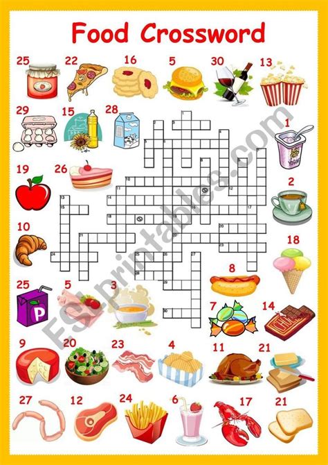 Food Crossword Esl Worksheet By Solnechnaya Crossword Esl