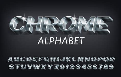 Metallic Chrome Font Stock Illustrations 6198 Metallic Chrome Font