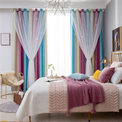 Before you pick out your favorite design, consider what you need in your drapes. 2-layer Gradient Mesh Blackout Floor Curtain Starry ...