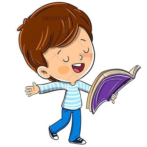 Boy With A Book Reading Aloud Dibustock Ilustraciones Infantiles De