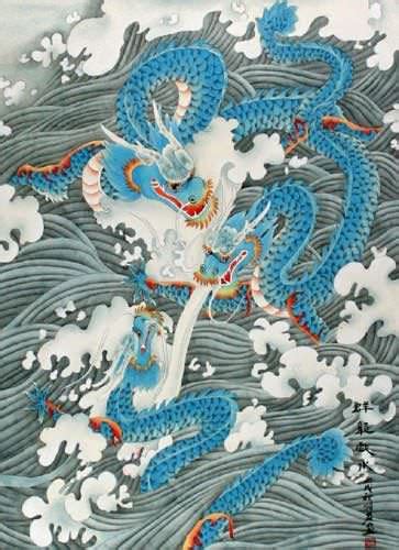 Dragons Play In The Sea Chinese Silk Wall Scroll Ancient Chinese