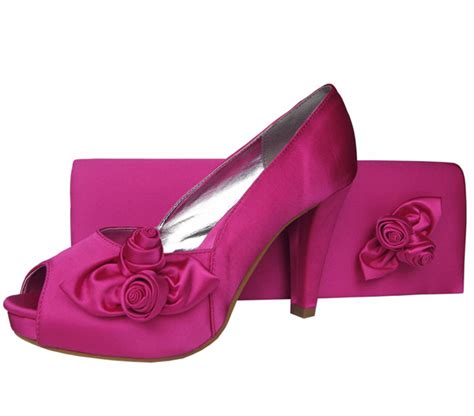 Ladies Fuchsia Pink Satin Evening Shoes