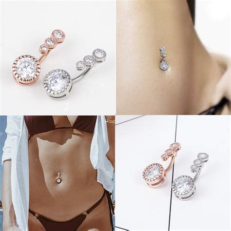 Sexy Dangling Navel Belly Button Rings Belly Piercing Crystal Surgical