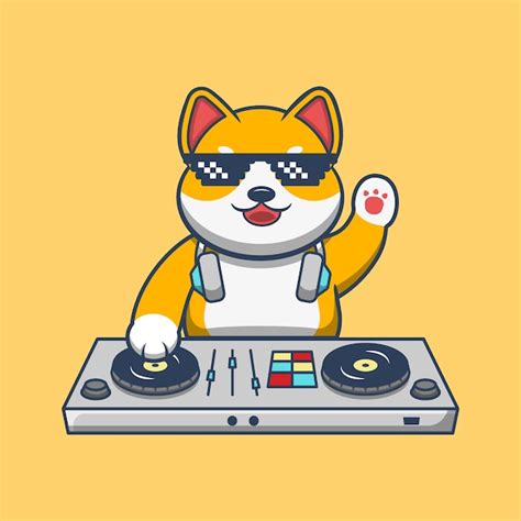 Premium Vector Cute Dog Playing Dj Electronic Music Mixer With