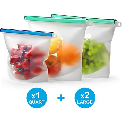 Buy Reusable Silicone Food Storage Bag Set Of 3 Large Size 50 Oz
