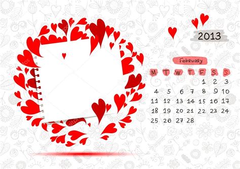 Vector Calendar 2013 February Frame With Place For Your Text Or Photo