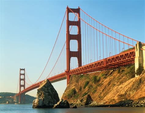 Usa California San Francisco Golden Gate Bridge Low Angle View