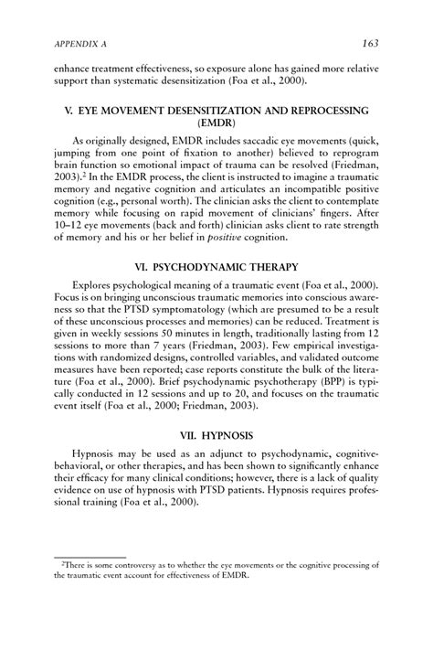 Appendix A Ptsd Psychological Interventions Treatment Of Posttraumatic Stress Disorder An