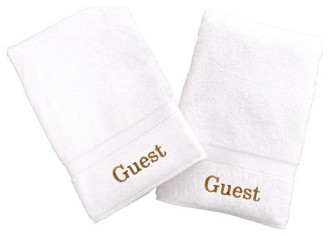 Guest Hand Towels Set Of 2 White Contemporary Bath Towels By