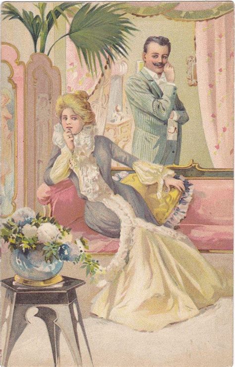 The Proposal 1900s Antique Postcard Edwardian Romance Engagement
