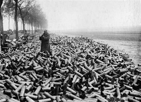 this picture shows a pile of 105 mm shells spent during the course of a single day the number