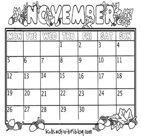 Printable November Calendars Calendar Templates