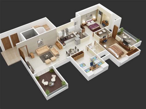 25 More 3 Bedroom 3d Floor Plans Architecture And Design