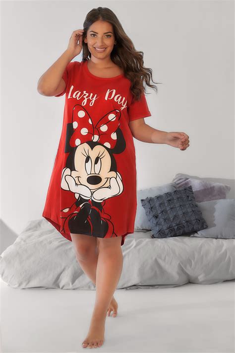 Red Disney Minnie Mouse Lazy Day Nightdress Plus Size 16 To 36