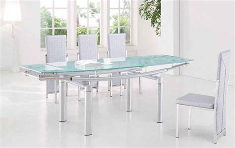 Frost glass dining table speak a lot about you as an individual and as a family. Extendable Frosted Glass Top Leather Dining Furniture Set ...