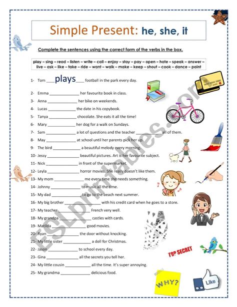 Simple Present 3rd Person Singular Esl Worksheet By Misscoty87