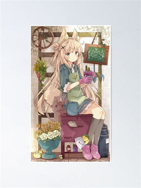 Cute Anime Girl With Ears Poster For Sale By Lokshyu Redbubble