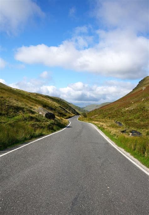 Narrow Single Lane Country Road Wales Uk Stock Photo Image Of Hills