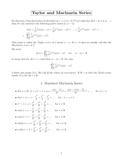 Taylor And Maclaurin Series