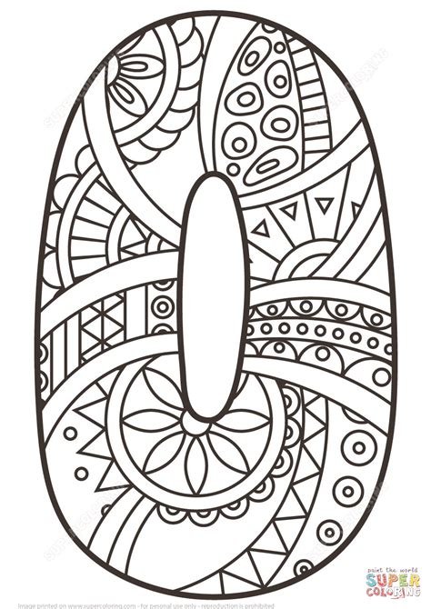 Number 0 Zentangle Printable Coloring Pages Coloring Pages Zentangle