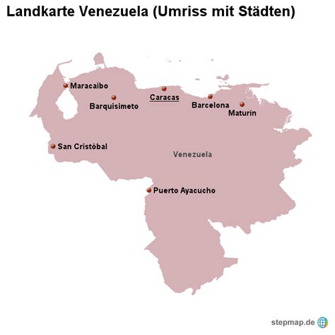 Detaillierte karten von spanien in höher auflosung. StepMap - Landkarte Venezuela (Umriss mit Städten ...